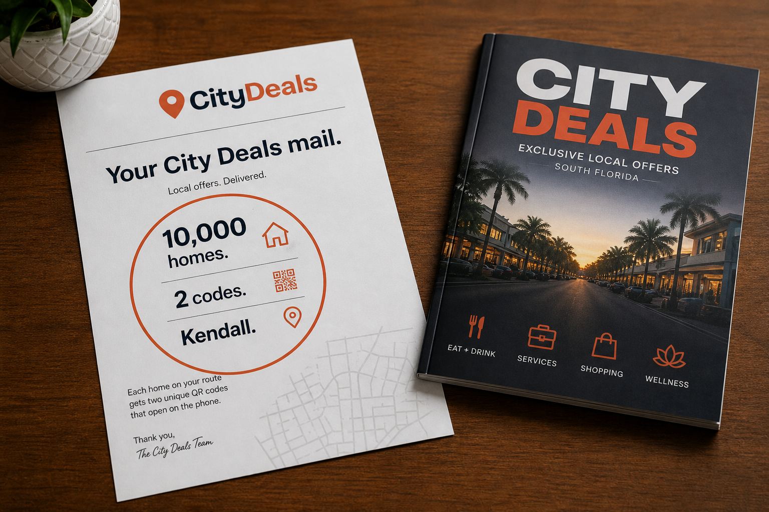 Printed City Deals recap on a counter