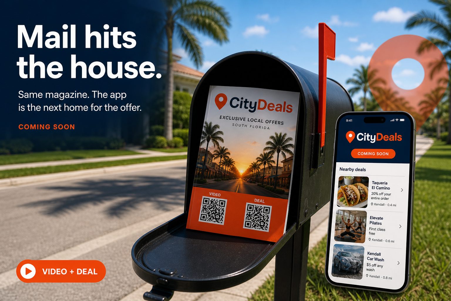 App Store cover: mailbox with the City Deals magazine and the app finding nearby deals