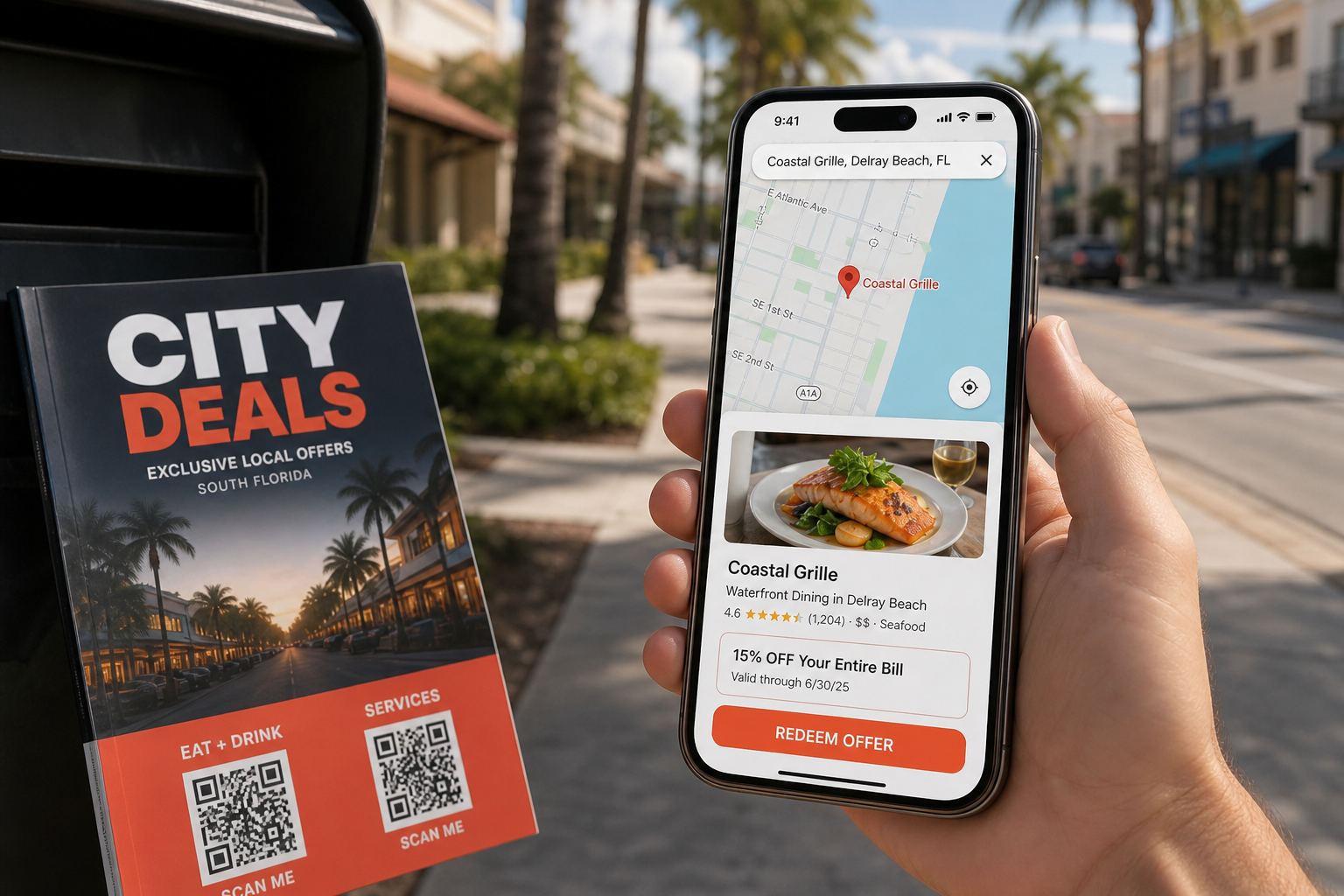 Maps on a phone after scanning a City Deals ad
